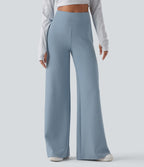 SpacerTek High Waisted Casual Baggy Trousers with Pockets — Ashley Blue — view 3
