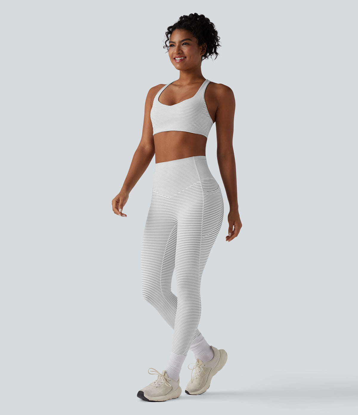 Medium Support Racerback Stripes Training Sports Bra — Zebra Ripple — view 6