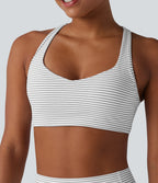Medium Support Racerback Stripes Training Sports Bra — Zebra Ripple — view 5