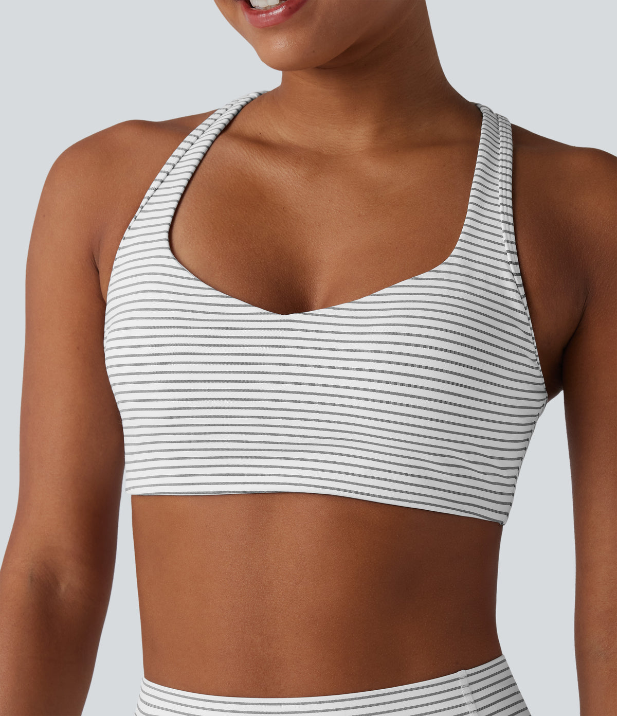 Medium Support Racerback Stripes Training Sports Bra — Zebra Ripple — view 5