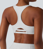 Medium Support Racerback Stripes Training Sports Bra — Zebra Ripple — view 1