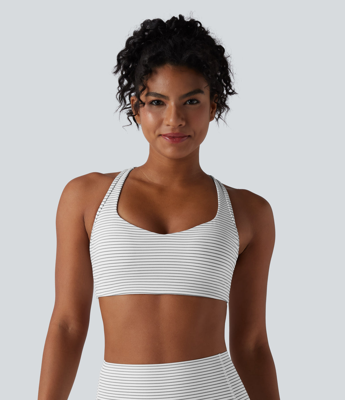 Medium Support Racerback Stripes Training Sports Bra — Zebra Ripple — view 3