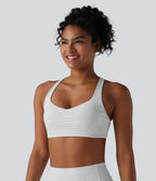 Medium Support Racerback Stripes Training Sports Bra — Zebra Ripple — view 4