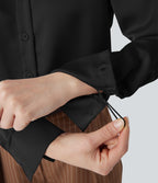 Long Sleeve Satin Work Shirt — Black — view 7