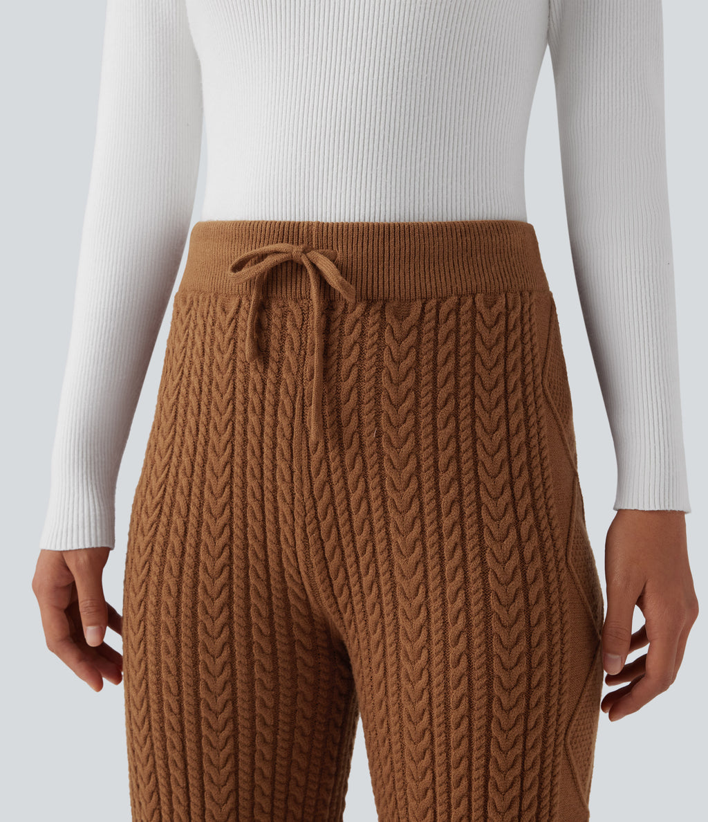Mid Rise Drawstring Casual Jumper Trousers — Double Shot - Coffee — view 4
