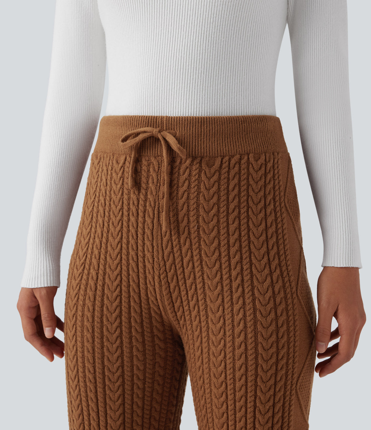 Mid Rise Drawstring Casual Jumper Trousers — Double Shot - Coffee — view 4