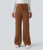 Mid Rise Drawstring Casual Jumper Trousers — Double Shot - Coffee — view 3
