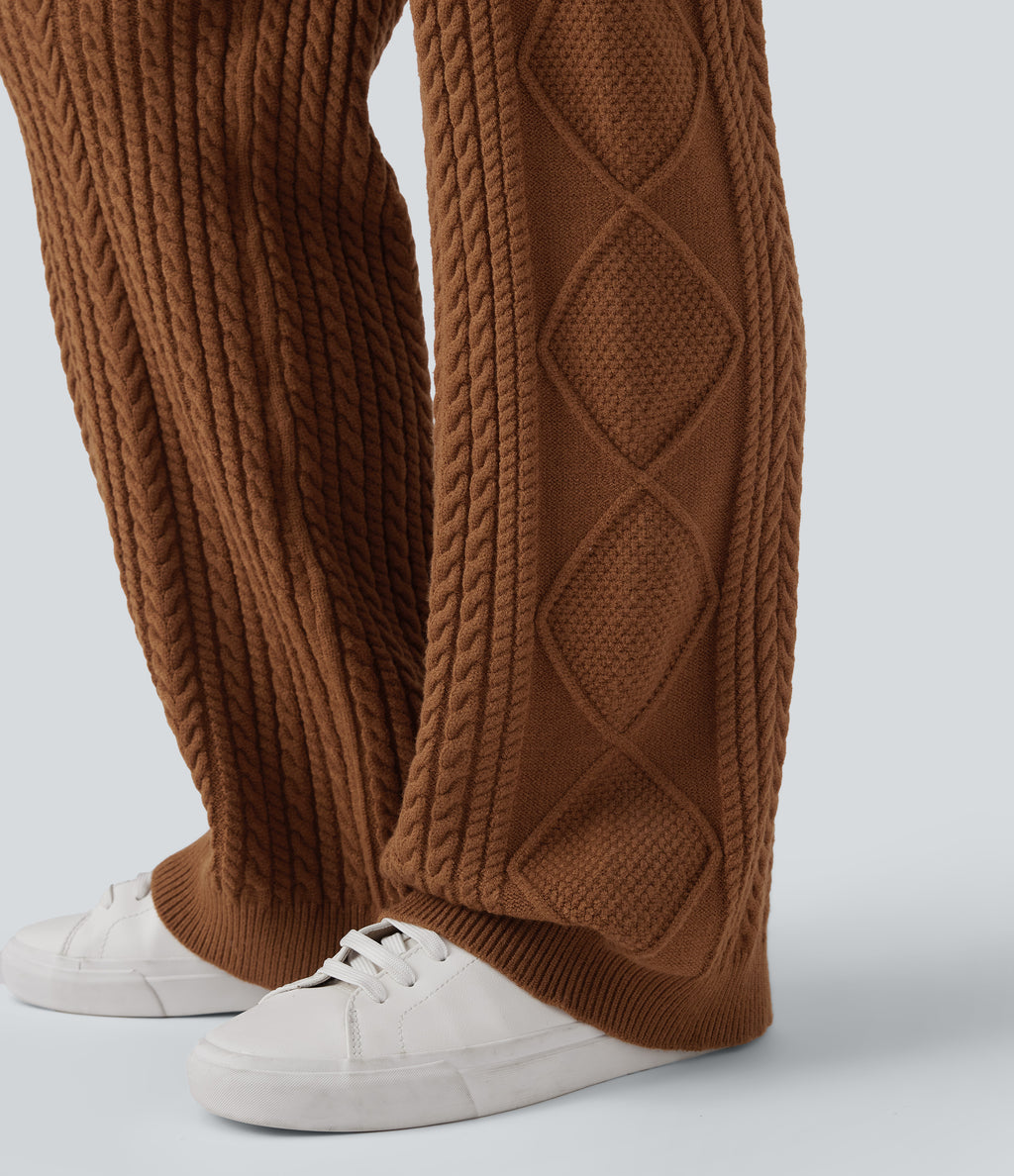 Mid Rise Drawstring Casual Jumper Trousers — Double Shot - Coffee — view 5