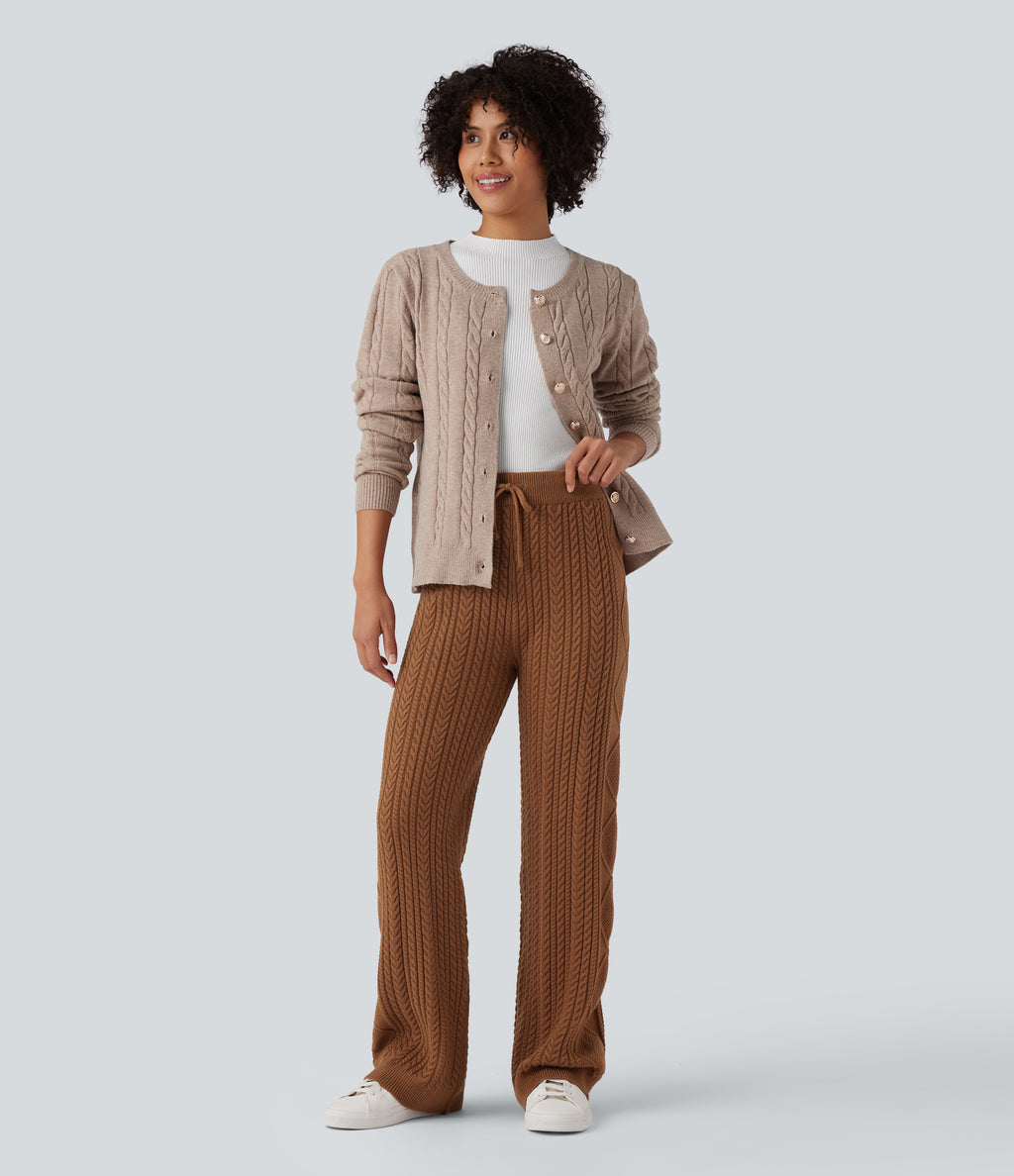 Mid Rise Drawstring Casual Jumper Trousers — Double Shot - Coffee — view 6