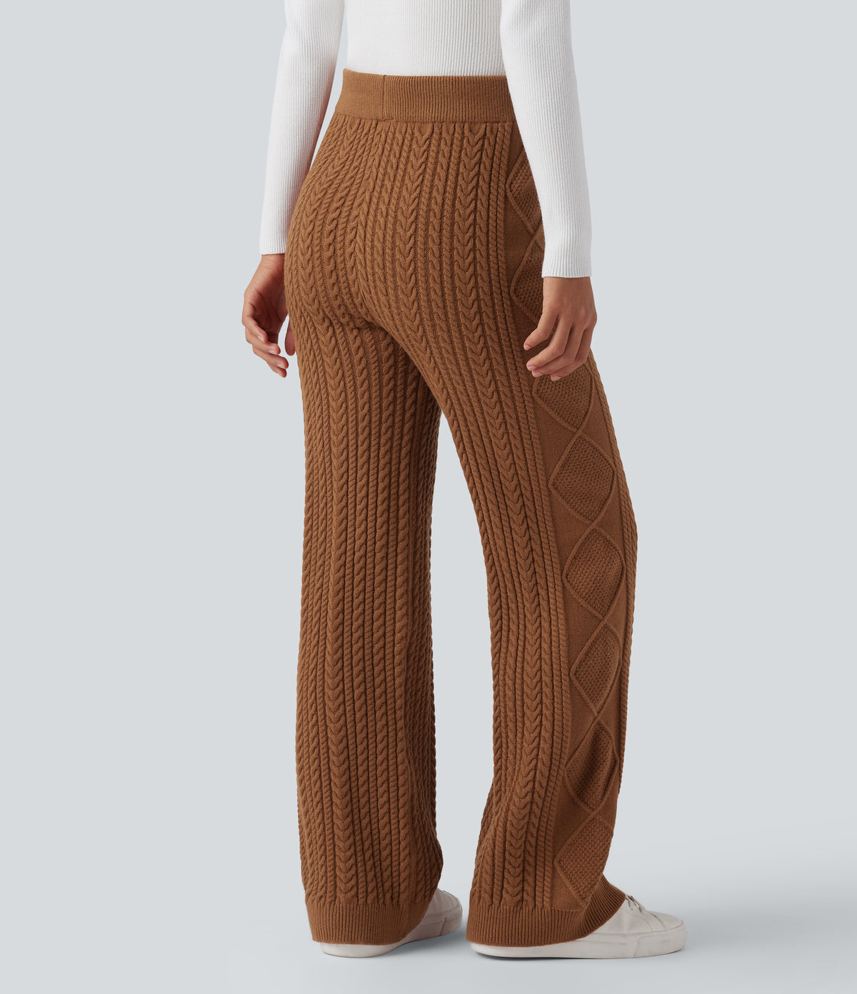 Mid Rise Drawstring Casual Jumper Trousers — Double Shot - Coffee — view 2