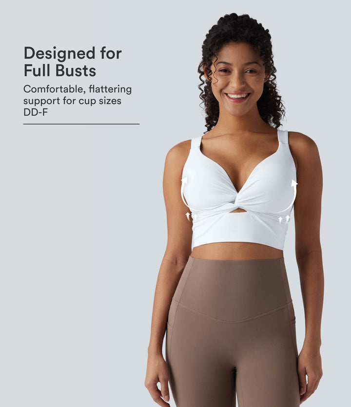 Low Support Push-Up Yoga Sports Bra DD-F Cups — White — view 1