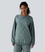 Round Neck Long Sleeve Camping Quilted Sports Sweatshirt — Trellis — view 2