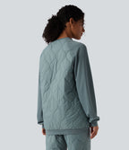 Round Neck Long Sleeve Camping Quilted Sports Sweatshirt — Trellis — view 1