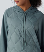 Hooded Drawstring Long Sleeve Camping Quilted Sports Sweatshirt — Trellis — view 4