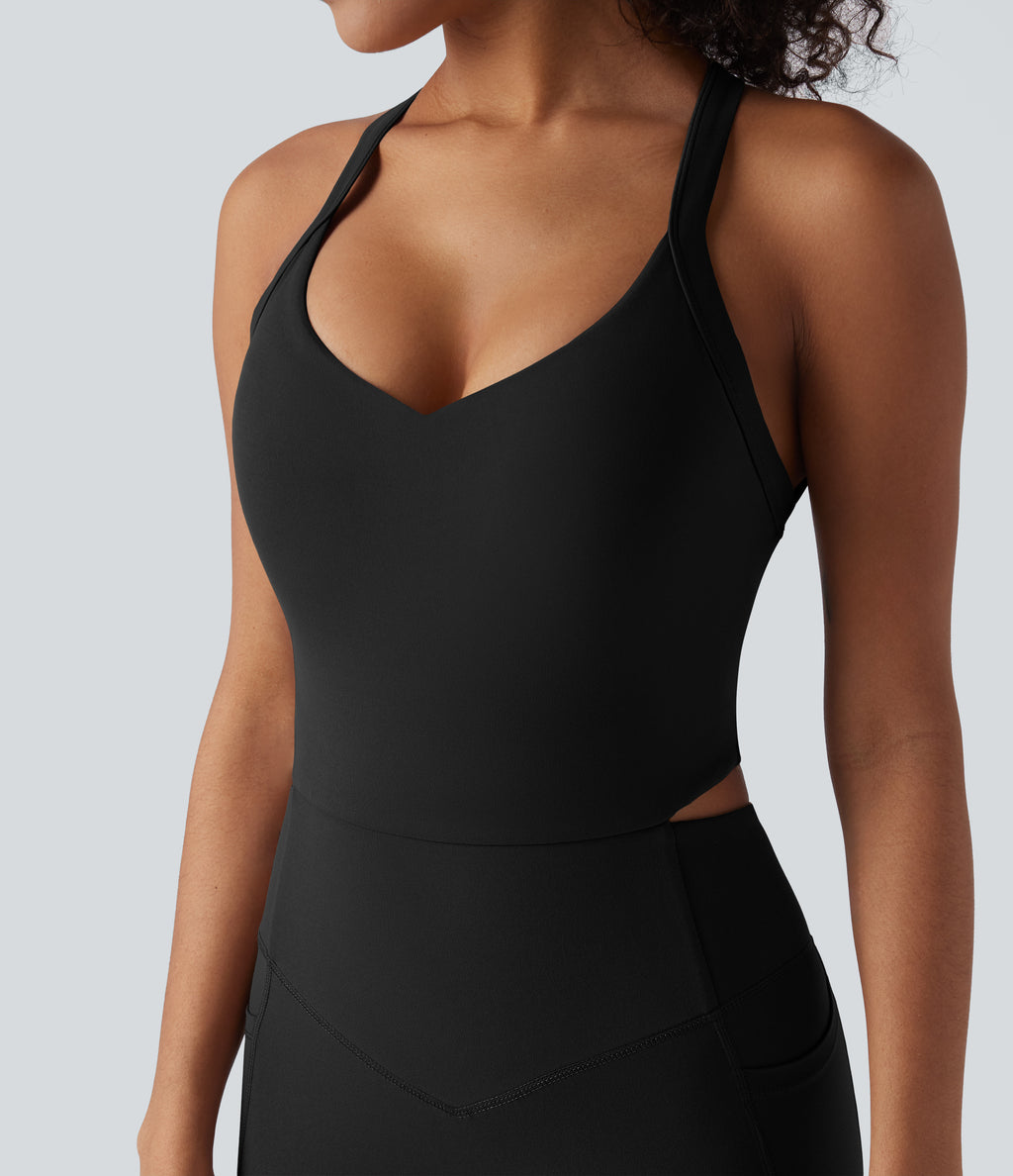 Tummy Control Training Jumpsuit with Pockets-Edition DD-F Cups — Black — view 5