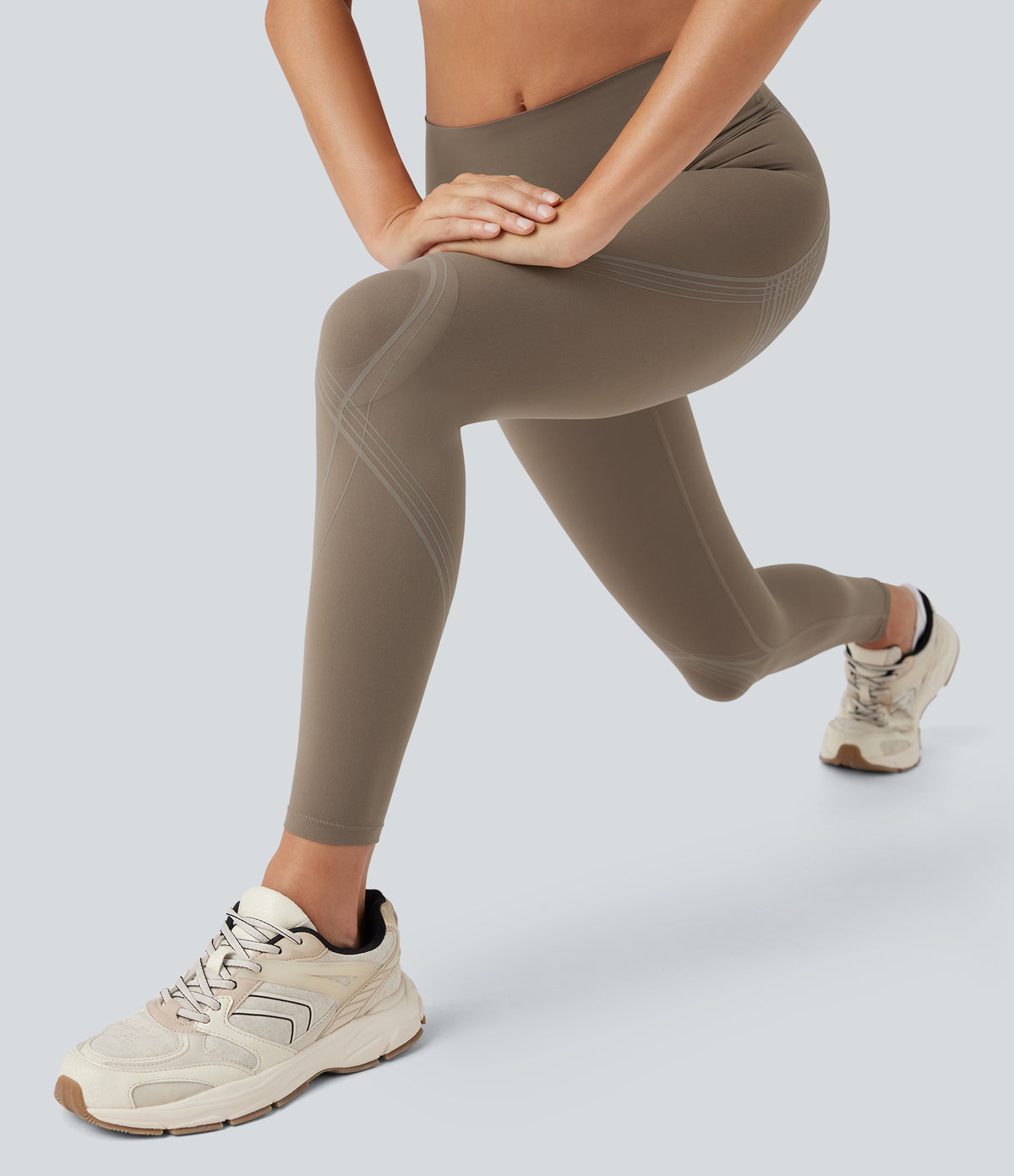High Waisted Tummy Control Butt Lifting Training Leggings — Dawn Brown — view 5