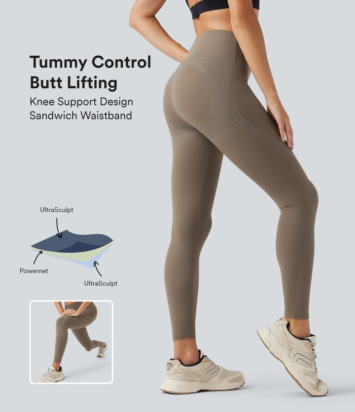 High Waisted Tummy Control Butt Lifting Training Leggings — Dawn Brown — view 1