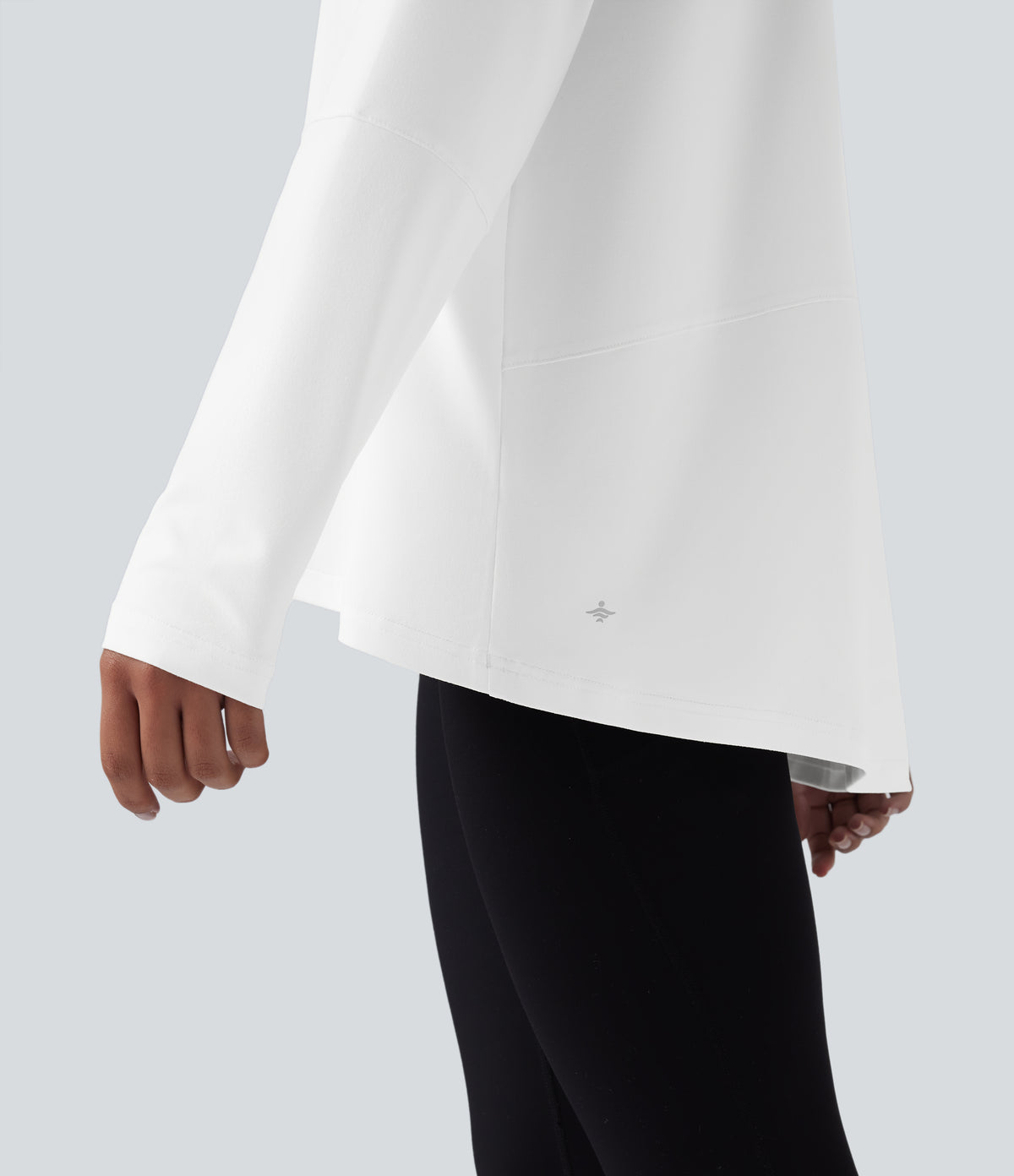 One-shoulder Long Sleeve Relaxed Yoga Sports Top — White — view 4