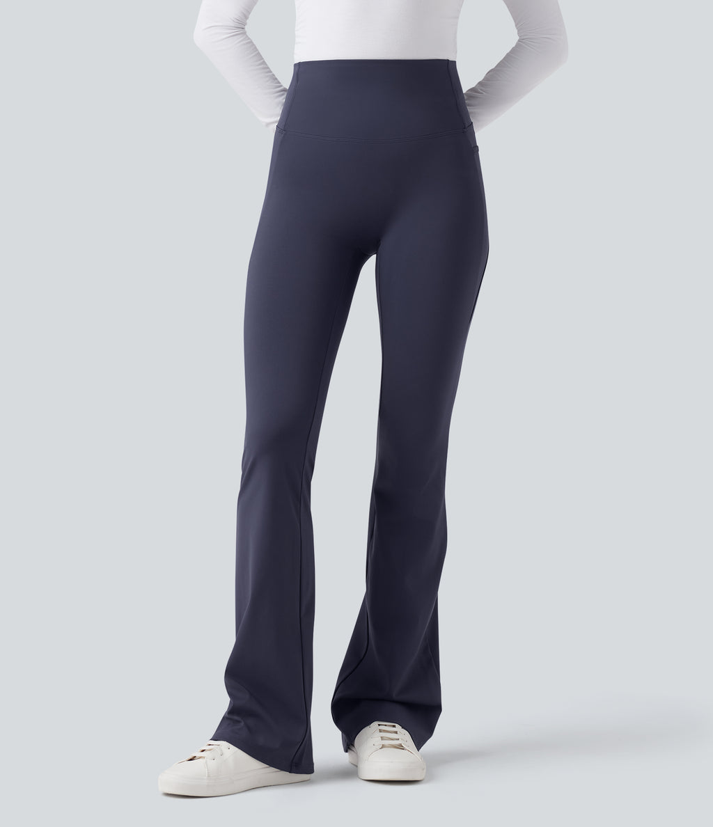 2.0 Pet Hair Resistant High Waisted Tummy Control Bootcut Casual Trousers with Pockets — Mountain Blue — view 3