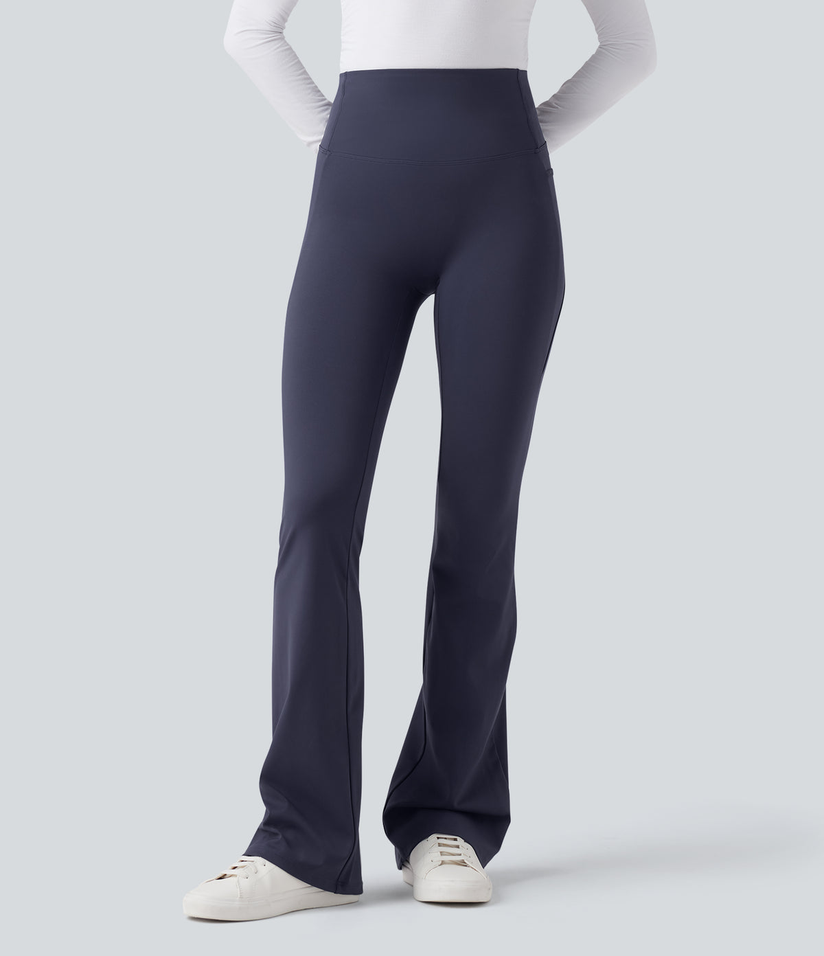 2.0 Pet Hair Resistant High Waisted Tummy Control Bootcut Casual Trousers with Pockets — Mountain Blue — view 3
