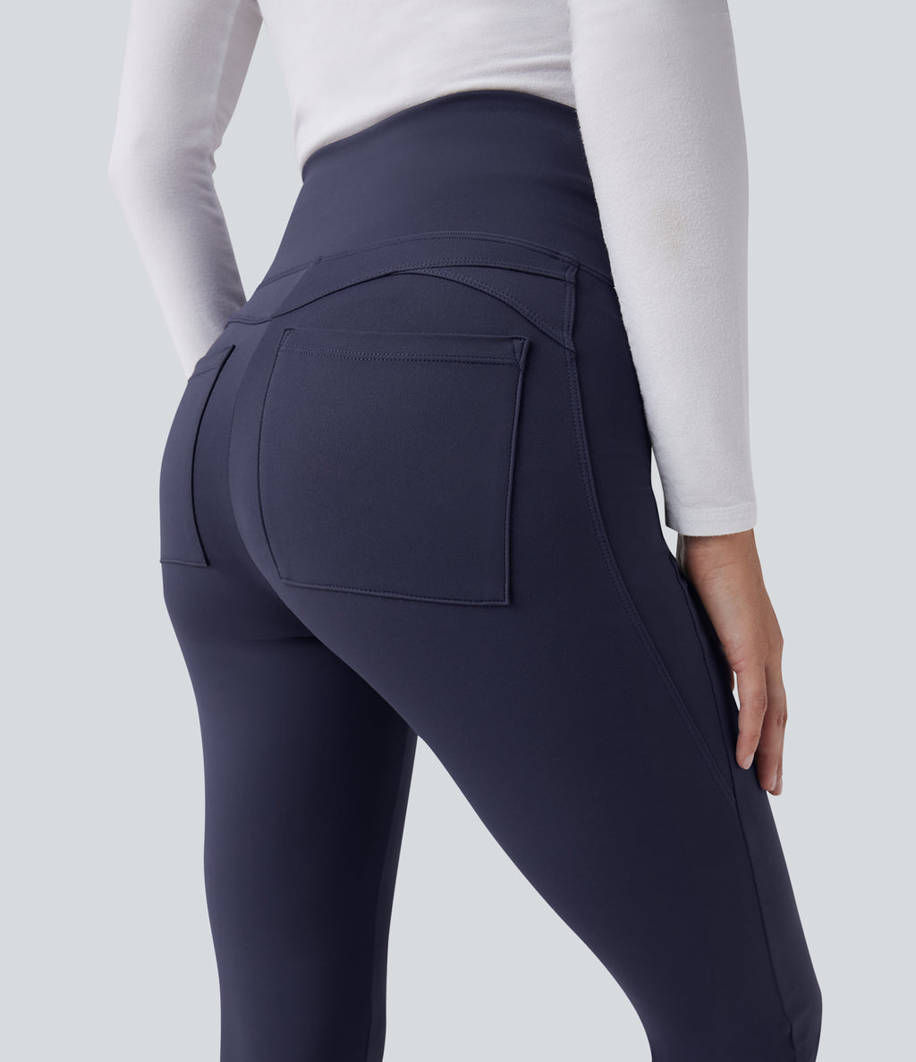 2.0 Pet Hair Resistant High Waisted Tummy Control Bootcut Casual Trousers with Pockets — Mountain Blue — view 5