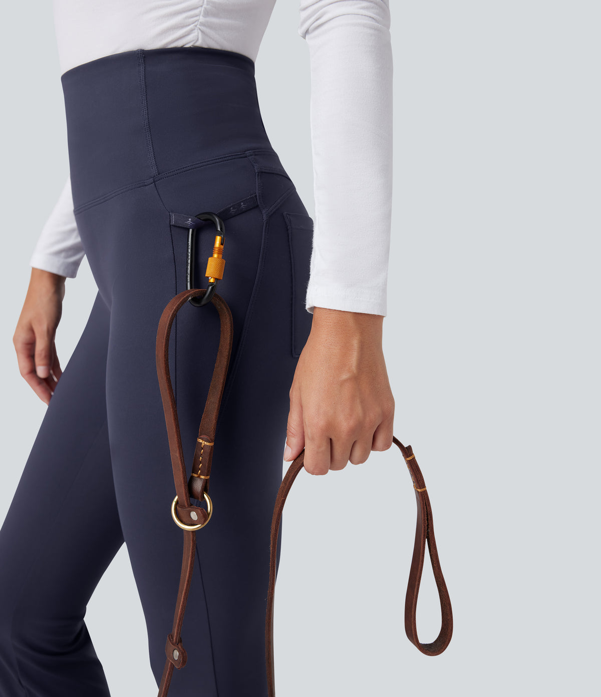2.0 Pet Hair Resistant High Waisted Tummy Control Bootcut Casual Trousers with Pockets — Mountain Blue — view 4