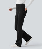 2.0 Pet Hair Resistant High Waisted Tummy Control Bootcut Casual Trousers with Pockets — Black — view 8