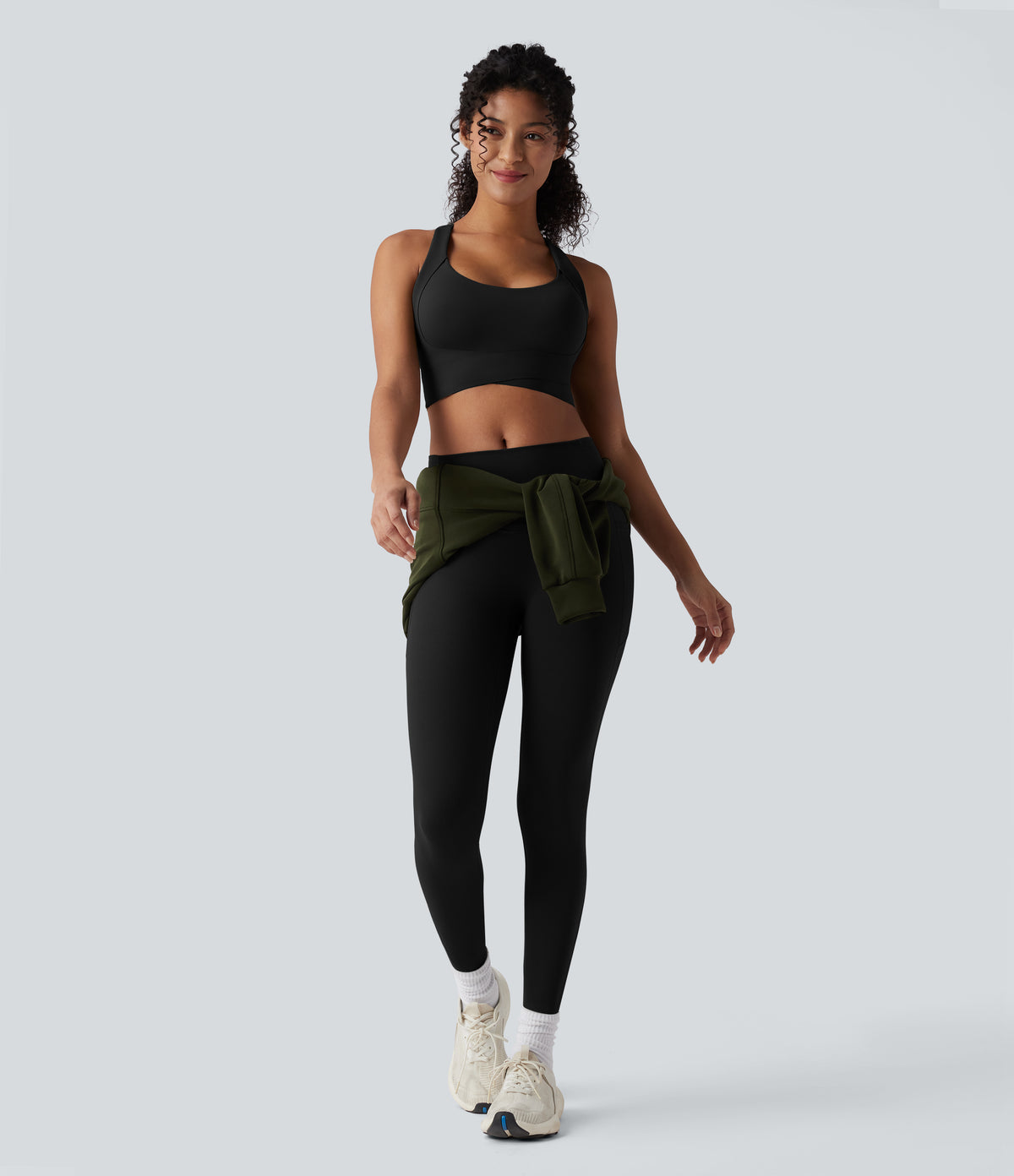 Medium Support Push-Up Crisscross Adjustable Straps Training Sports Bra — Black — view 6