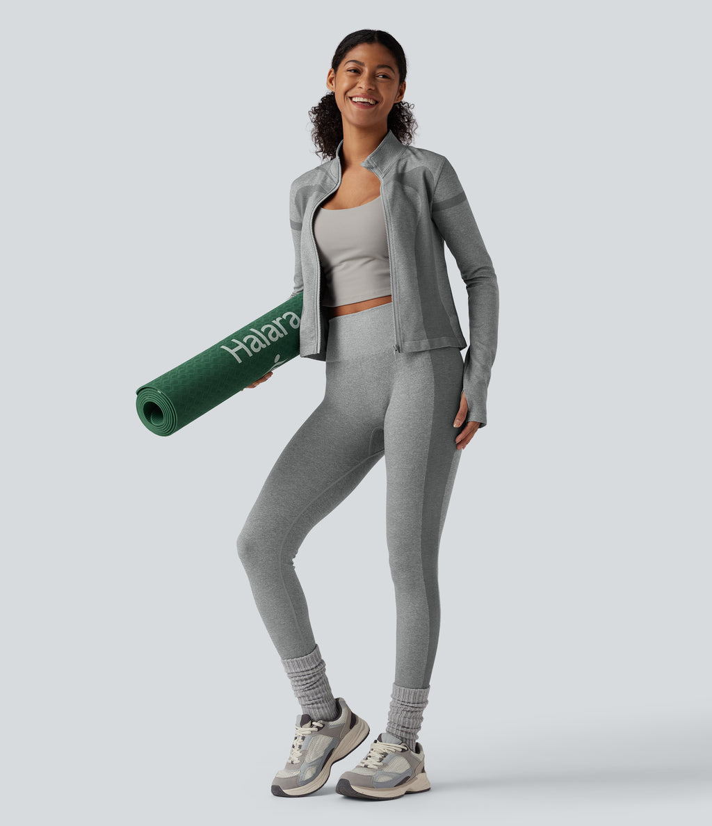 OneForm Seamless Flow High Waisted Yoga Warming Leggings — Grey — view 6
