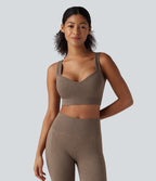 OneForm Seamless Flow Light Support Push-Up Molded Cups Yoga Warming Sports Bra — Caribou — view 2