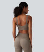 OneForm Seamless Flow Light Support Push-Up Molded Cups Yoga Warming Sports Bra — Caribou — view 3