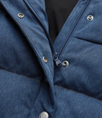 Denim Stand Collar Casual Puffer Vest with Pockets — Malibu Blue Denim — view 6