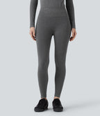 OneForm Seamless Flow High Waisted 7/8 Casual Warming Leggings — Black Floral Yarn — view 2