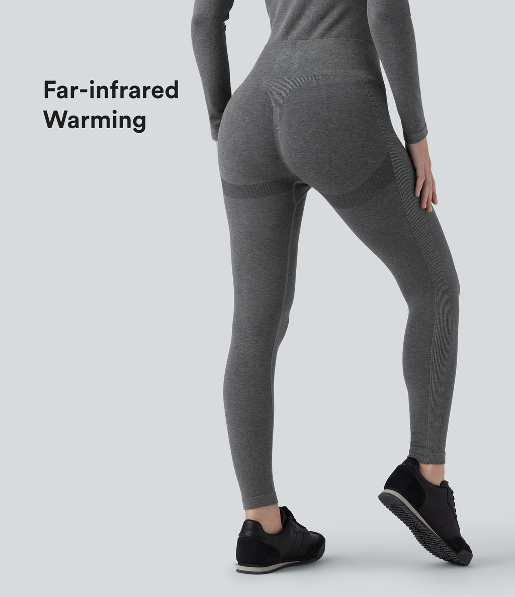 OneForm Seamless Flow High Waisted 7/8 Casual Warming Leggings — Black Floral Yarn — view 1