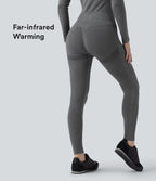 OneForm Seamless Flow High Waisted 7/8 Casual Warming Leggings — Black Floral Yarn — view 1