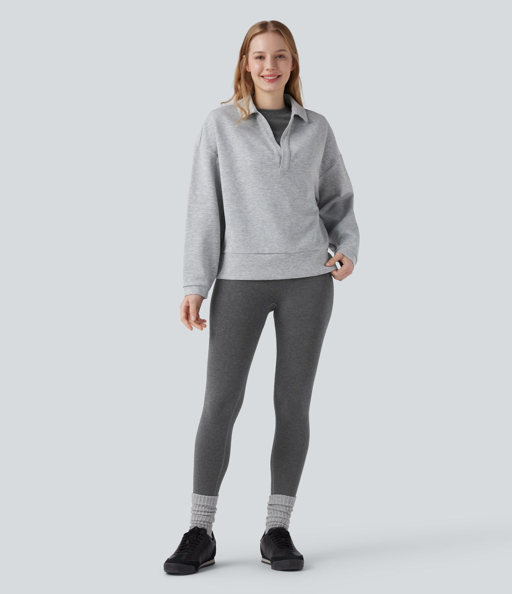OneForm Seamless Flow High Waisted 7/8 Casual Warming Leggings — Black Floral Yarn — view 6