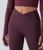 OneForm Seamless Flow Crossover High Waisted Scrunch Yoga 7/8 Leggings — Fig — view 5