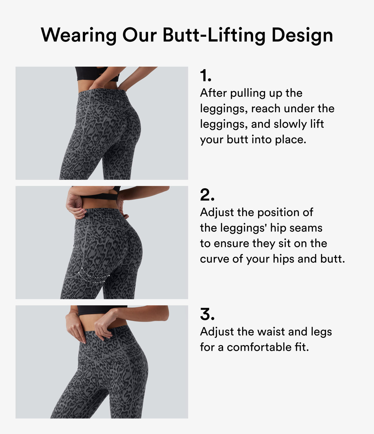 Leopard Print High Waisted Scrunch Butt Lifting Tummy Control Training Leggings with Pockets — Shadow Leopard — view 2