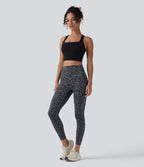 Leopard Print High Waisted Scrunch Butt Lifting Tummy Control Training Leggings with Pockets — Shadow Leopard — view 8