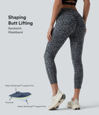 Leopard Print High Waisted Scrunch Butt Lifting Tummy Control Capri Training Leggings with Pockets — Shadow Leopard — view 1