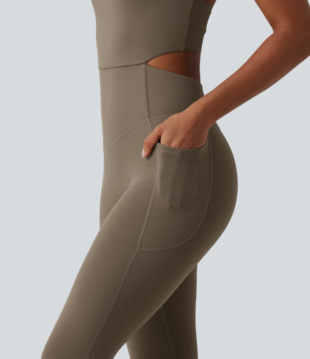 Tummy Control Bootcut Training Jumpsuit with Pockets-Edition — Dawn Brown — view 7
