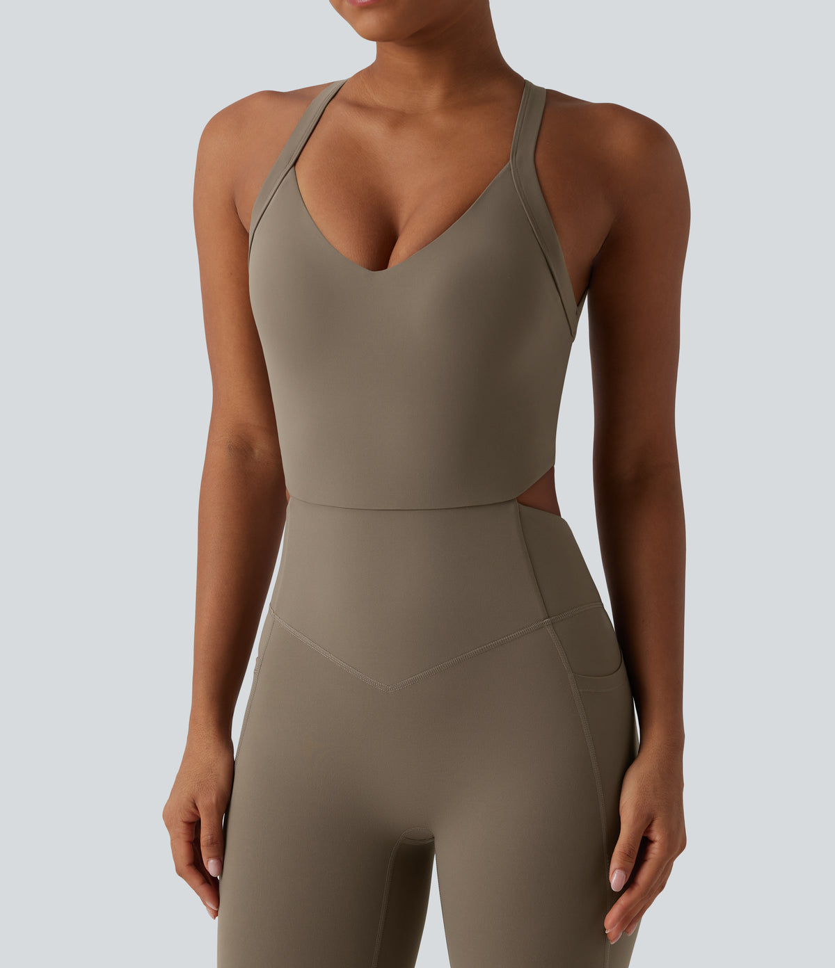 Tummy Control Bootcut Training Jumpsuit with Pockets-Edition — Dawn Brown — view 5
