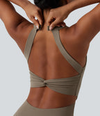 Tummy Control Bootcut Training Jumpsuit with Pockets-Edition — Dawn Brown — view 4