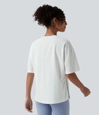 Round Neck Short Sleeve Hiking Sports Top-UPF40+ — White — view 2