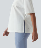Round Neck Short Sleeve Hiking Sports Top-UPF40+ — White — view 4