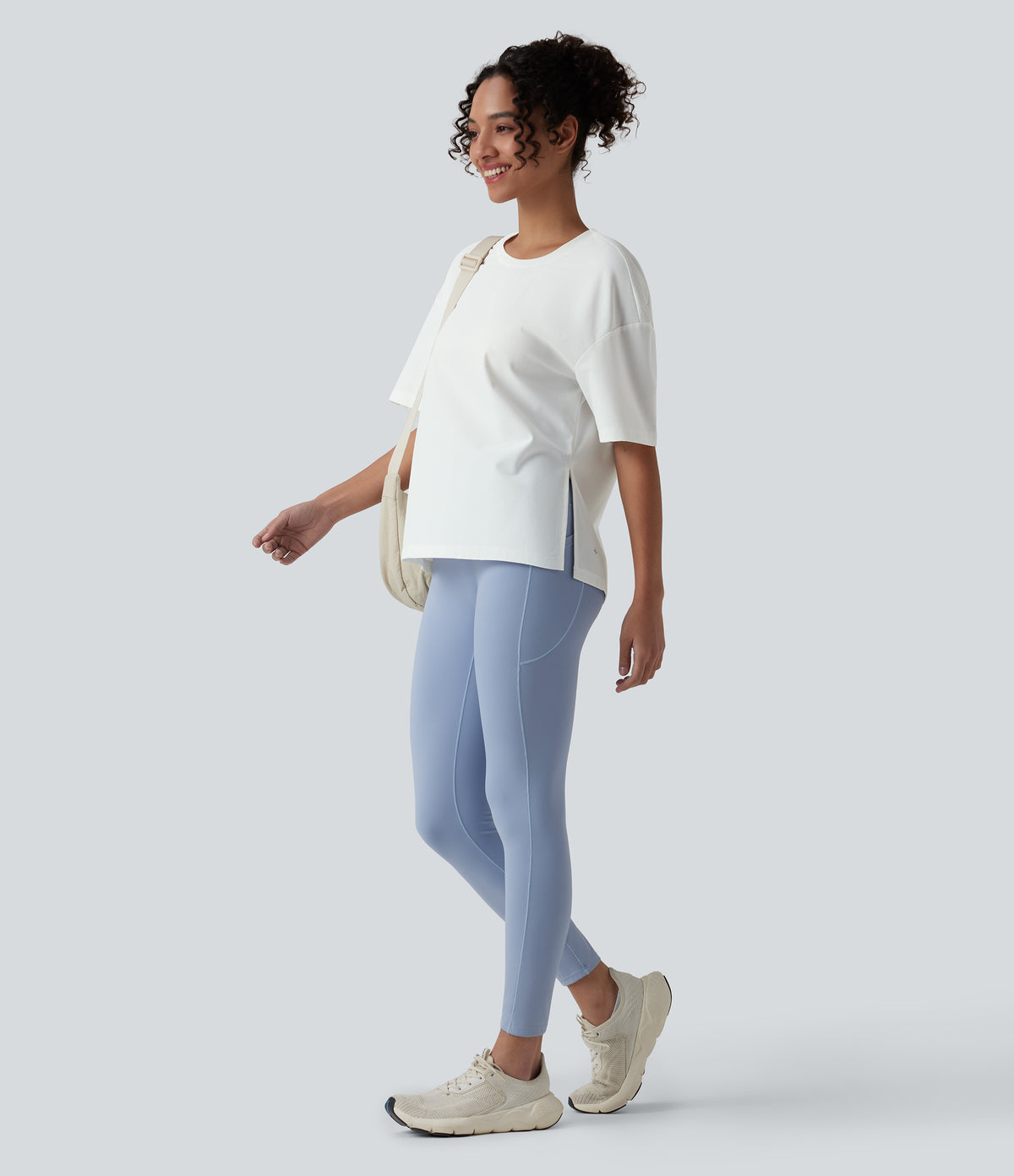 Round Neck Short Sleeve Hiking Sports Top-UPF40+ — White — view 5