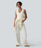 V-neck Casual Tank Top — Star White — view 5