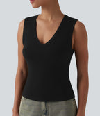 V-neck Casual Tank Top — Black — view 6