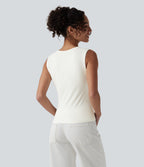 V-neck Casual Tank Top — Star White — view 3