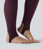 High Waisted Pleated 2-in-1 Contrast Mesh Quick Dry Dance Plus Size Stirrup Skirted Leggings with Pockets — Amaranth — view 7